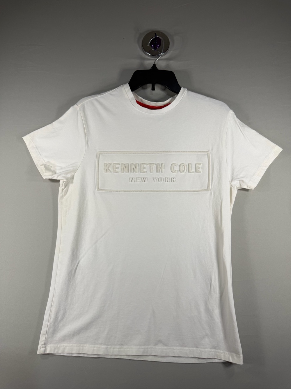 Kenneth Cole New York Men's White Embossed Logo Tee